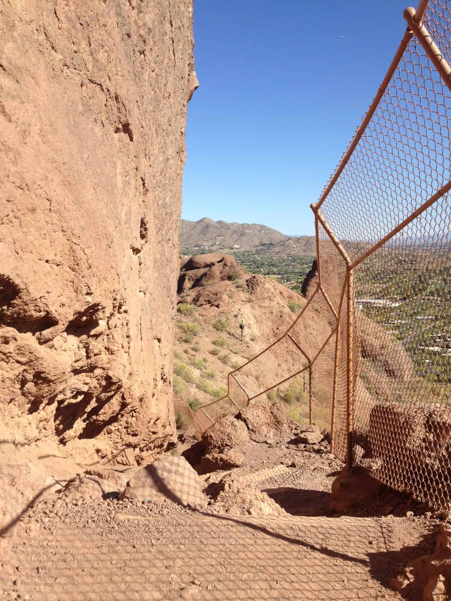 view of camelback mountain walkway with railings things to do in socttsdale