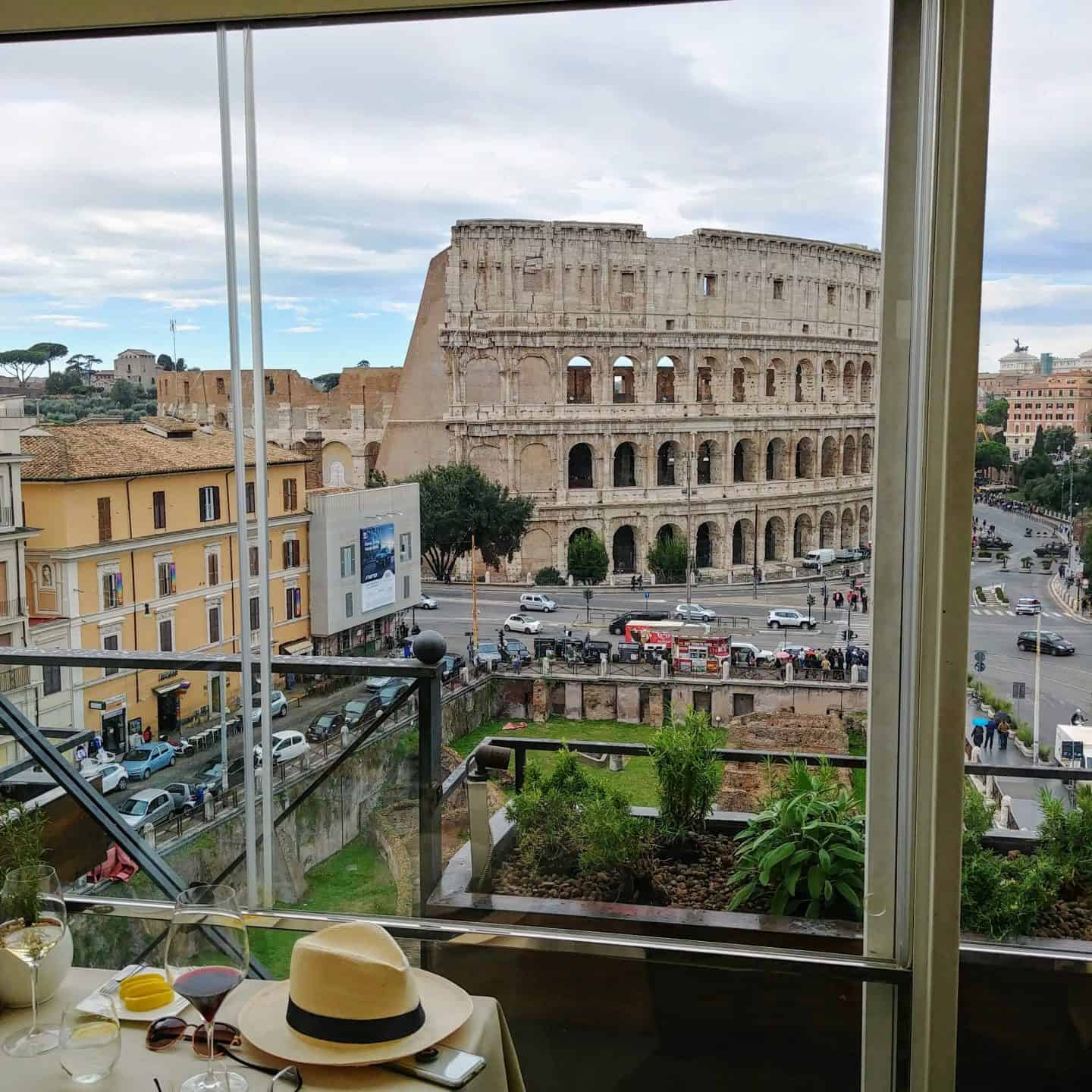 Lunch views of the Coliseum Rome Italy
