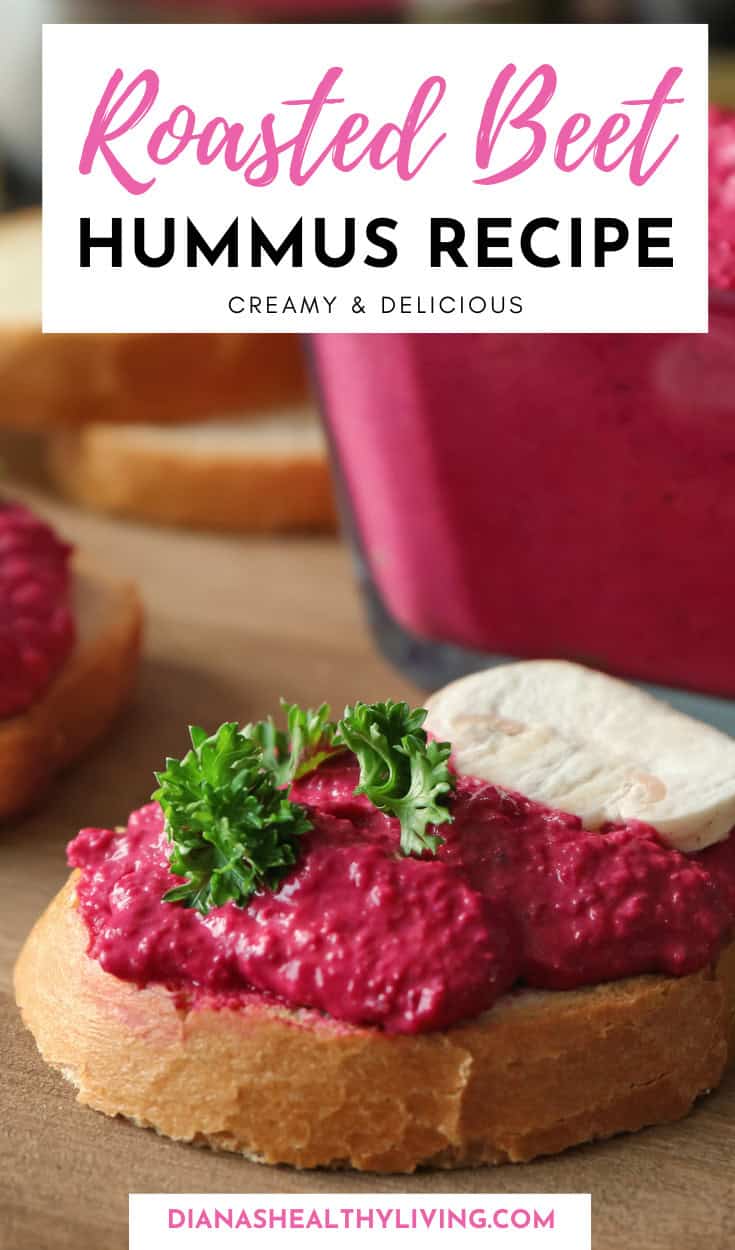 Make this vibrant roasted beet hummus recipe! A healthy, vegan beetroot dip with chickpeas, tahini & lemon. Easy, colorful & perfect for parties.
