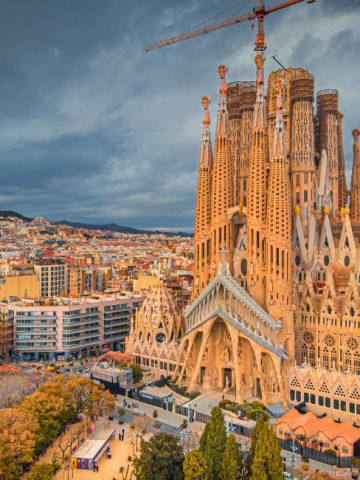 Sagrada Familia basilica in Barcelona, Spain – Gaudí’s most famous landmark and iconic Spanish building still under construction