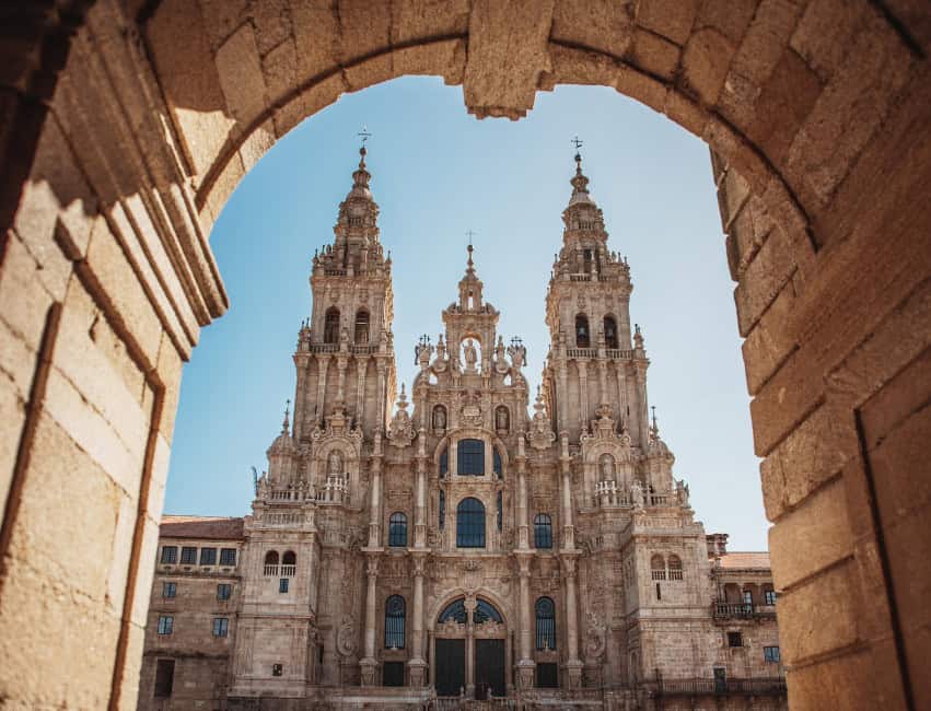 Santiago de Compostela Cathedral in Galicia, Spain &ndash; famous Spanish landmark and pilgrimage site for the Camino de Santiago.
