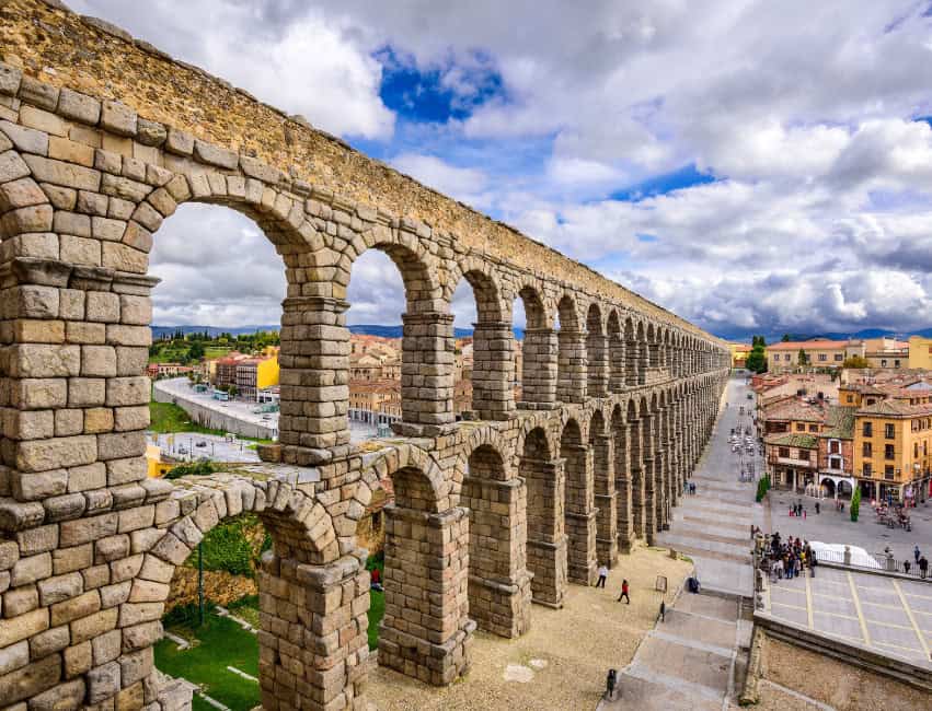 Roman Aqueduct of Segovia, Spain &ndash; ancient landmark and one of the most important monuments in Spain