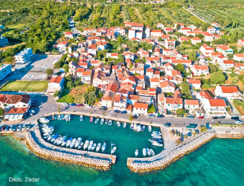 Diklo Croatia Zadar coastline aerial view of beaches and sea&rdquo;