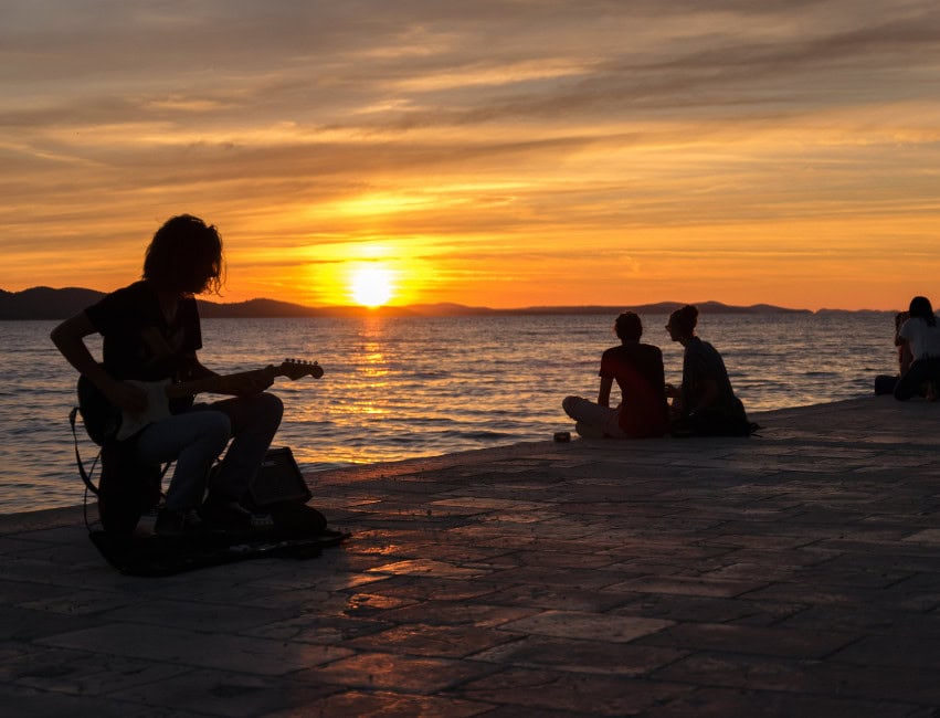 sunset on riva in zadar croatia