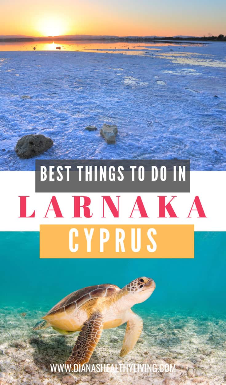 Stunning sunset over salt flats in Larnaka, Cyprus, with vibrant orange and blue hues creating a peaceful scene.