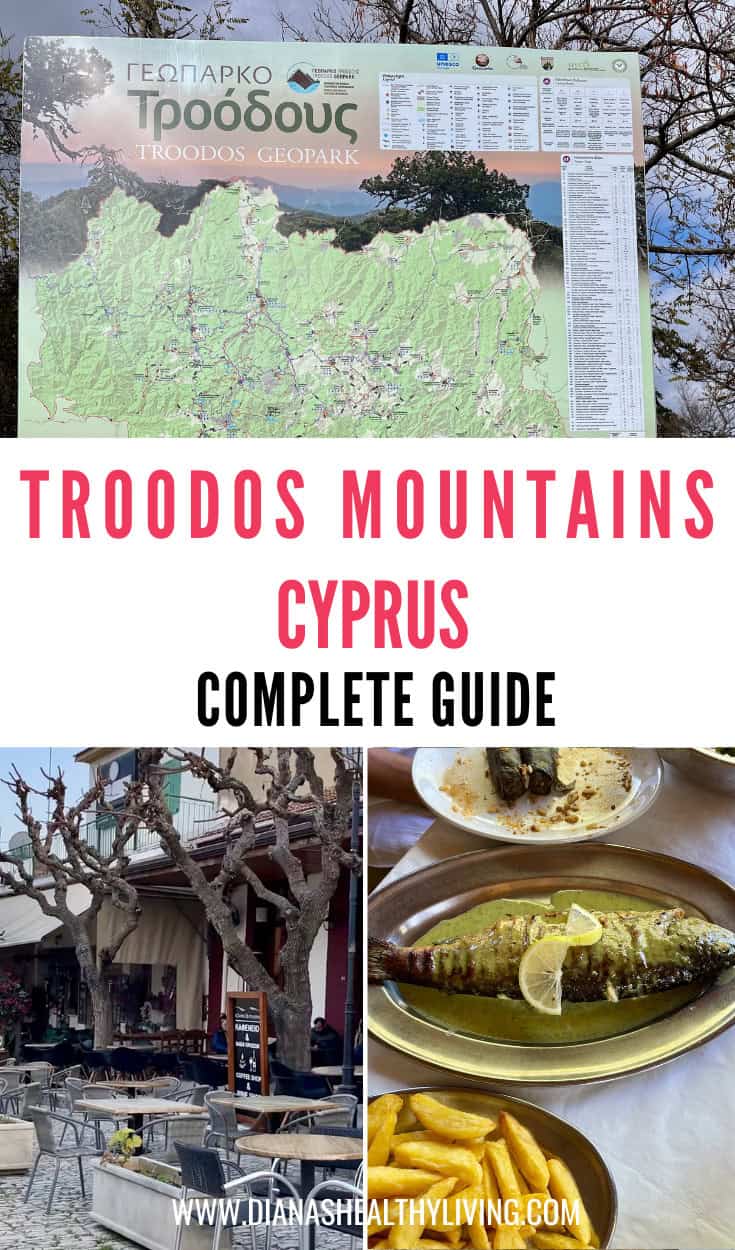 Colorful map of Troodos Mountains Cyprus at Geopark Troodos.