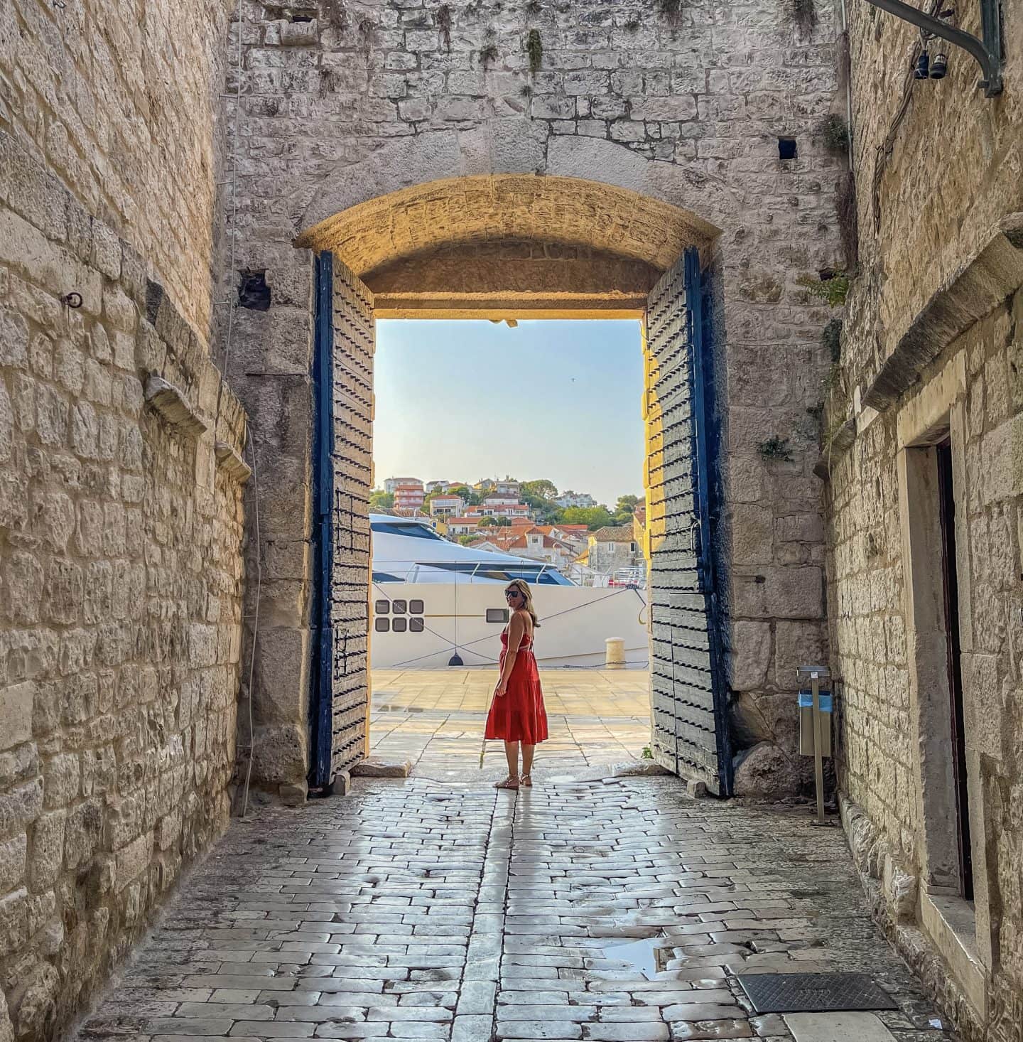 Trogir Croatia gate doors to promenade