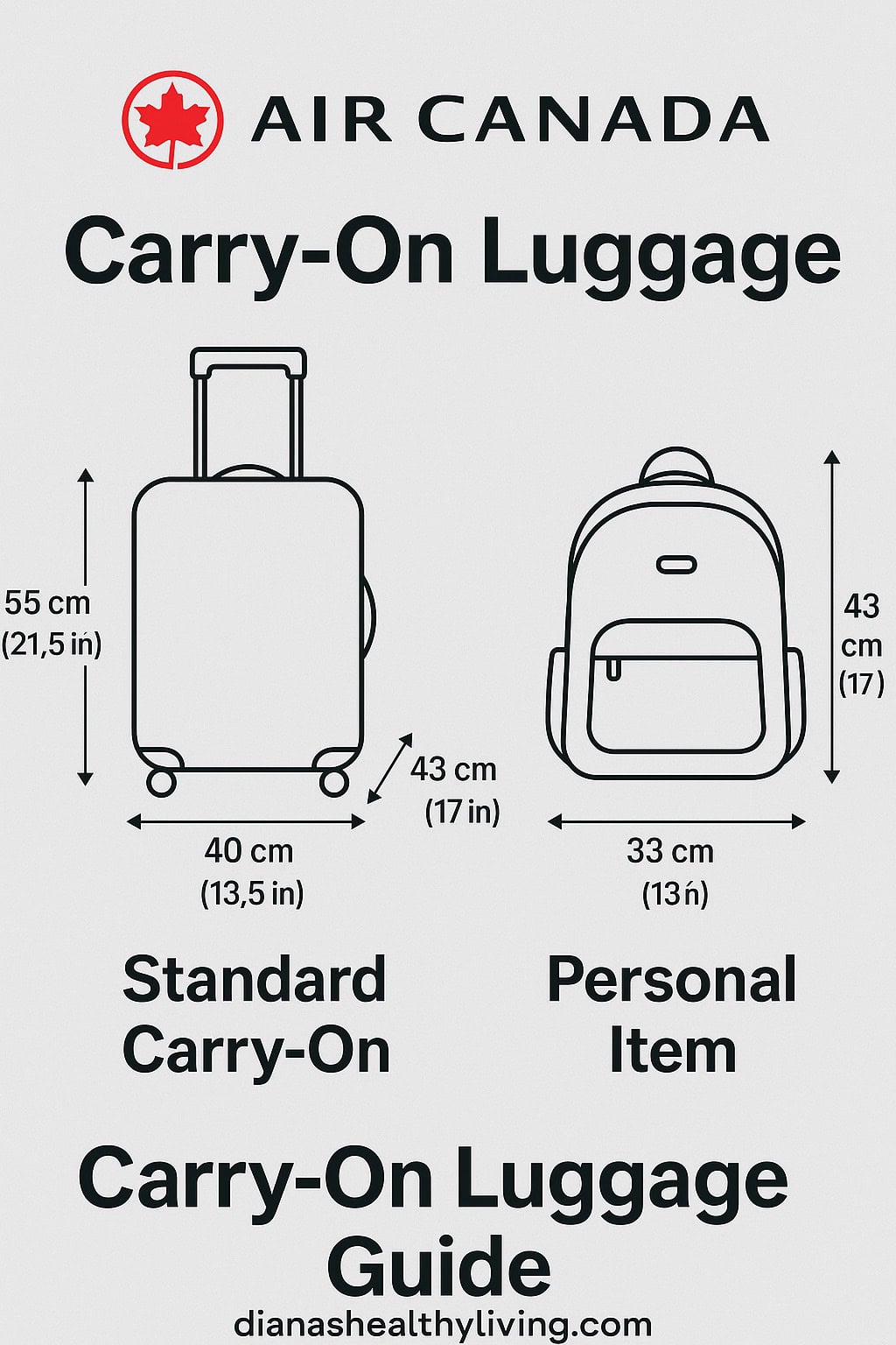 Air Canada Carry-On Size and Air Canada Personal Item Size: All You Need to Know | Diana's Healthy Living Air Canada Carry-On Size and Air Canada Personal Item Size: All You Need to Know | Diana's Healthy Living
