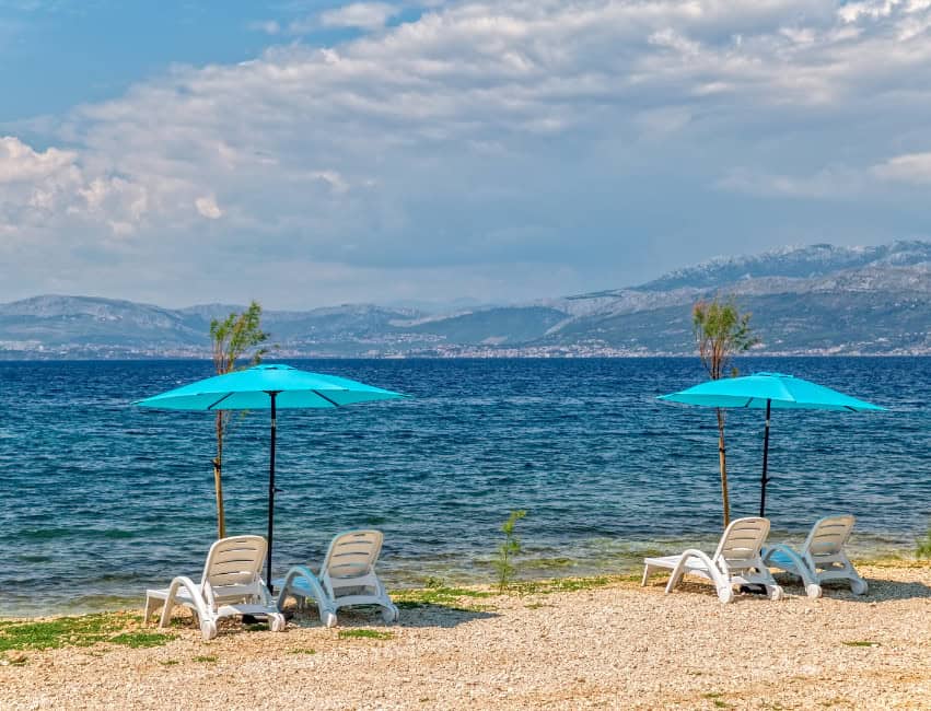 Beautiful beaches on Brač island Croatia with turquoise Adriatic Sea
