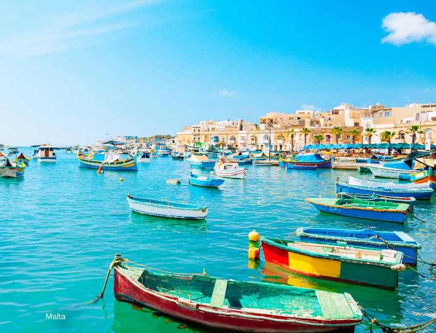 Europe in Winter - Malta bright blue mediterranean water in February