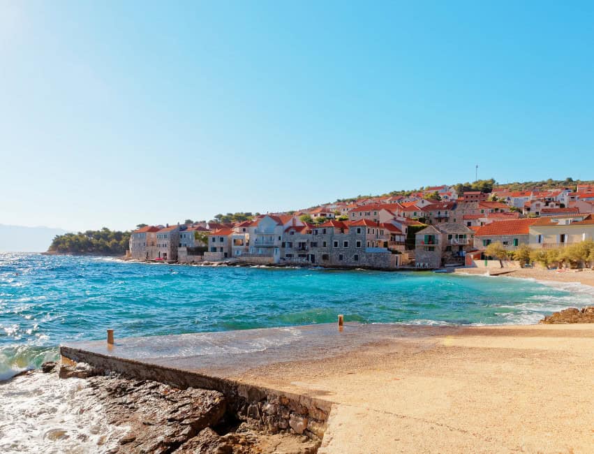Beautiful beaches on Brač island Croatia with turquoise Adriatic Sea
