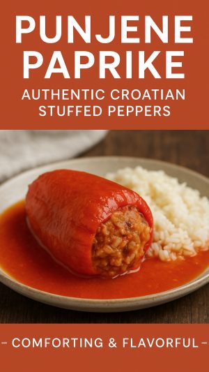 punjene paprike croatian stuffed peppers plated with rice in sauce