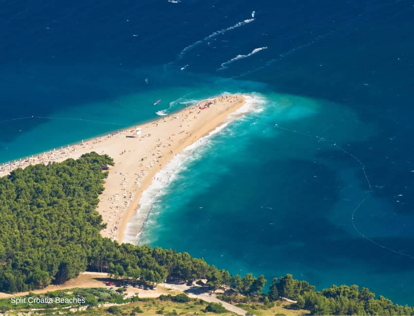 Zlatni Rat Beach Brač Island Croatia famous golden horn pebble beach stretching into turquoise Adriatic Sea”