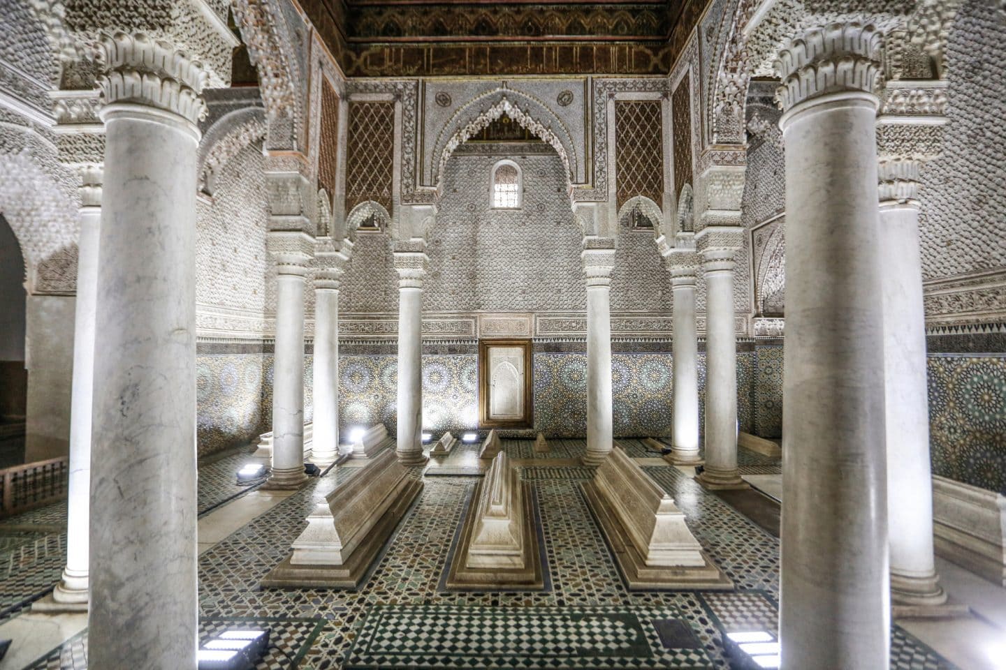 Saadian Tombs intricate details, things to do in Marrakech Morocco
