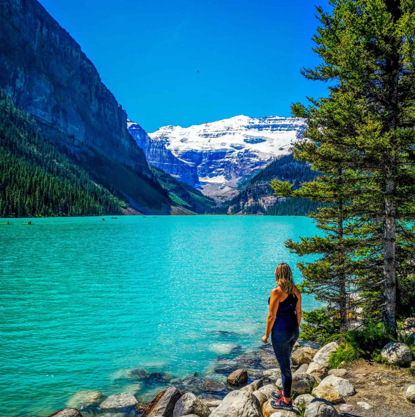 Lake Louise Banff National Park Alberta, beautiful Canada scenery, mountains reflected in turquoise water