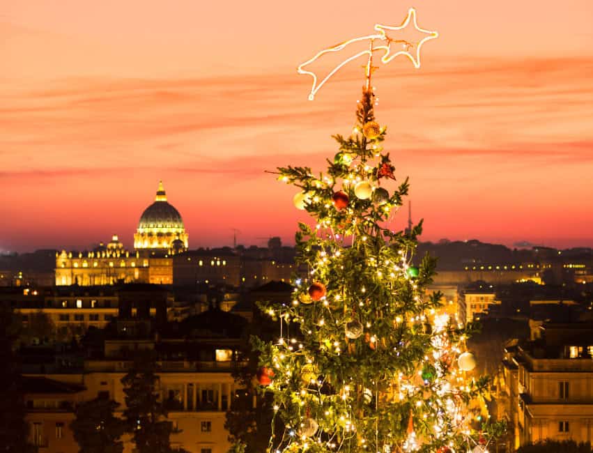 christmas tree in rome in winter