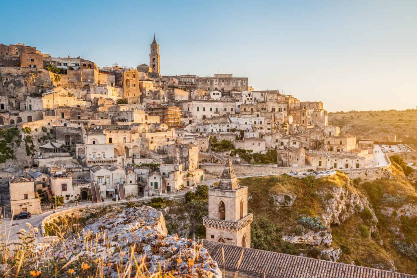 Matera Italy &mdash; ancient stone city and UNESCO World Heritage Site, one of the most beautiful places to visit in Italy with breathtaking scenery and history.