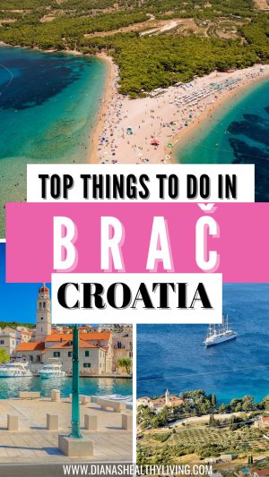 Brac Island Croatia collage – highlights of beaches, towns, vineyards, historic sites, and scenic landscapes