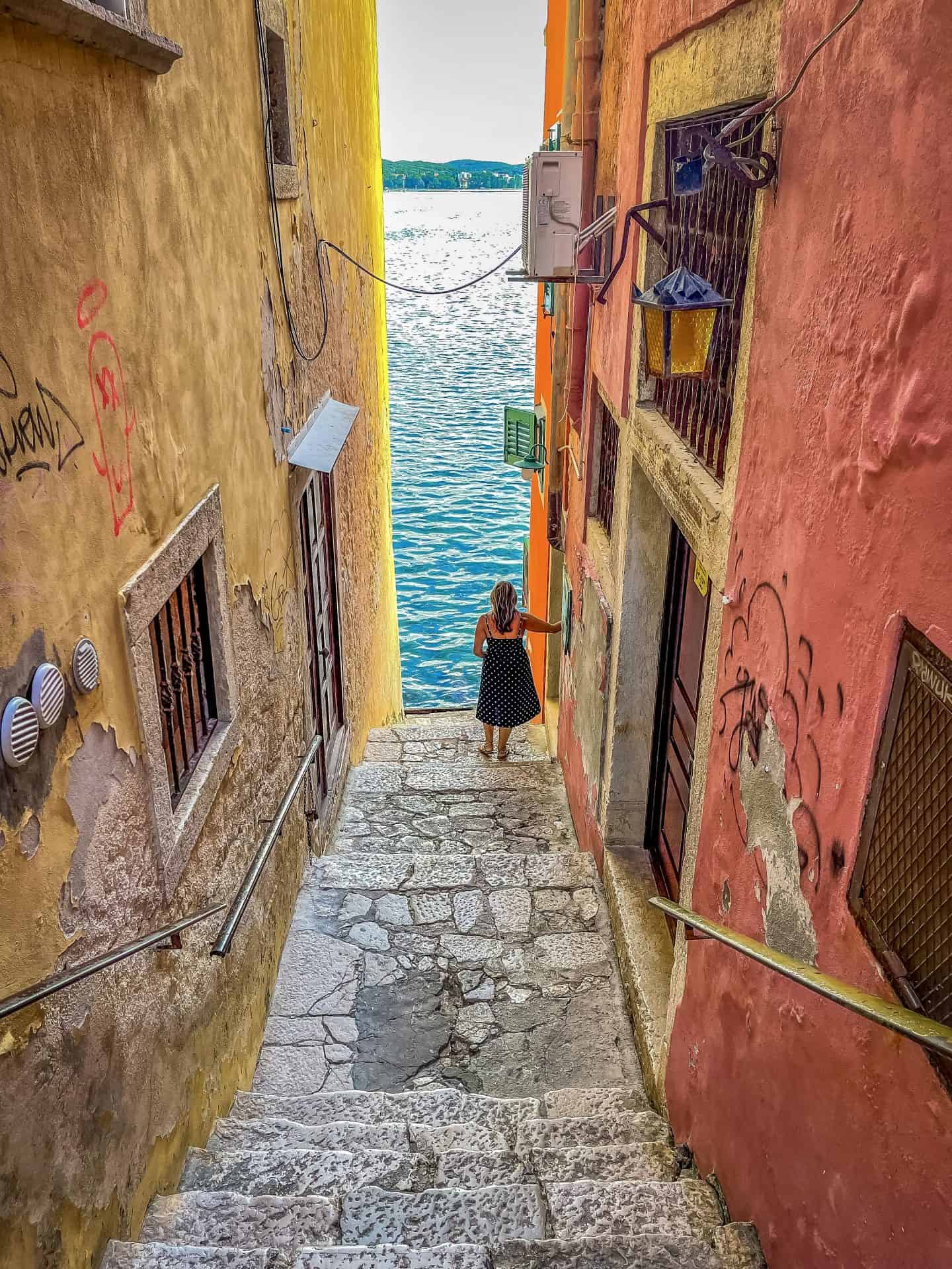 Rovinj old town colorful houses on the Adriatic in Istria Croatia