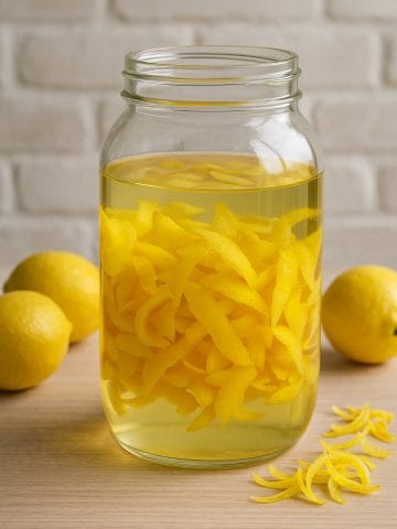 how to make limoncello at home – Italian limoncello liqueur infusing lemon peels