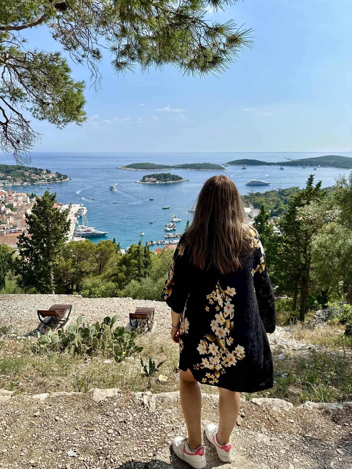 view from Fortica (Španjola) Fortress hvar old town croatia