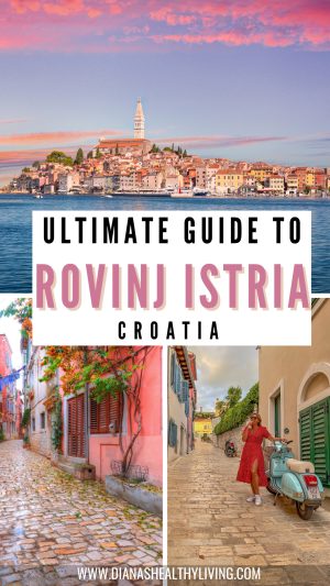 Narrow Rovinj Istria Croatia streets with stone steps and colorful houses