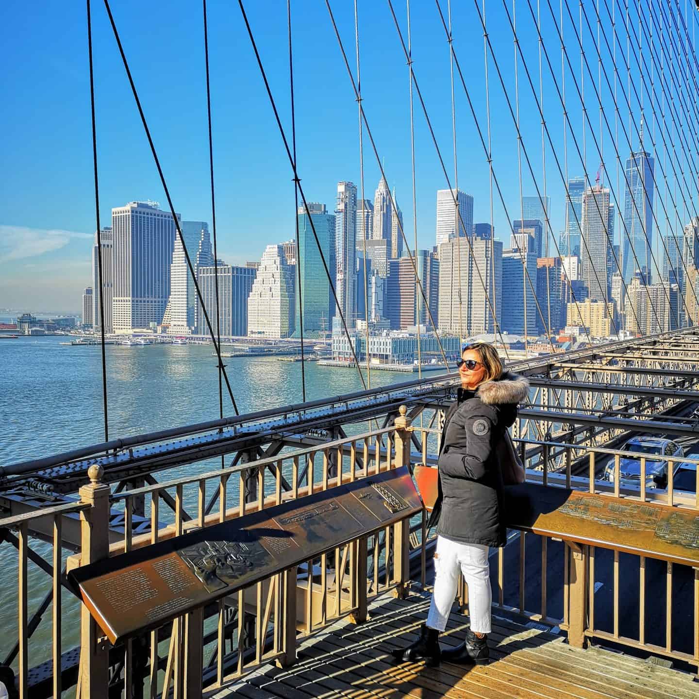 view of new york city skyline from brooklyn bridge - 5 days in new york city itinerary