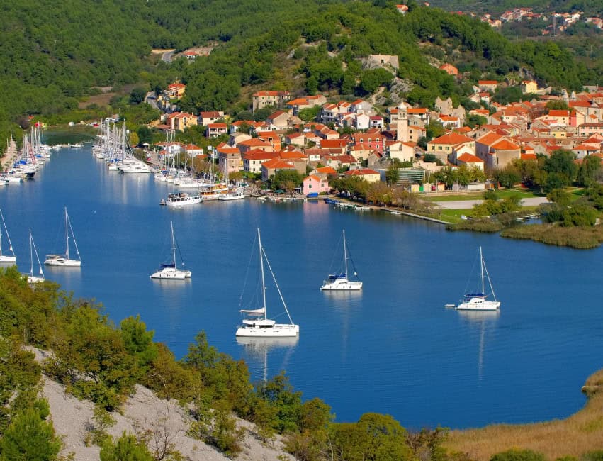view of skradin croatia near krka waterfalls