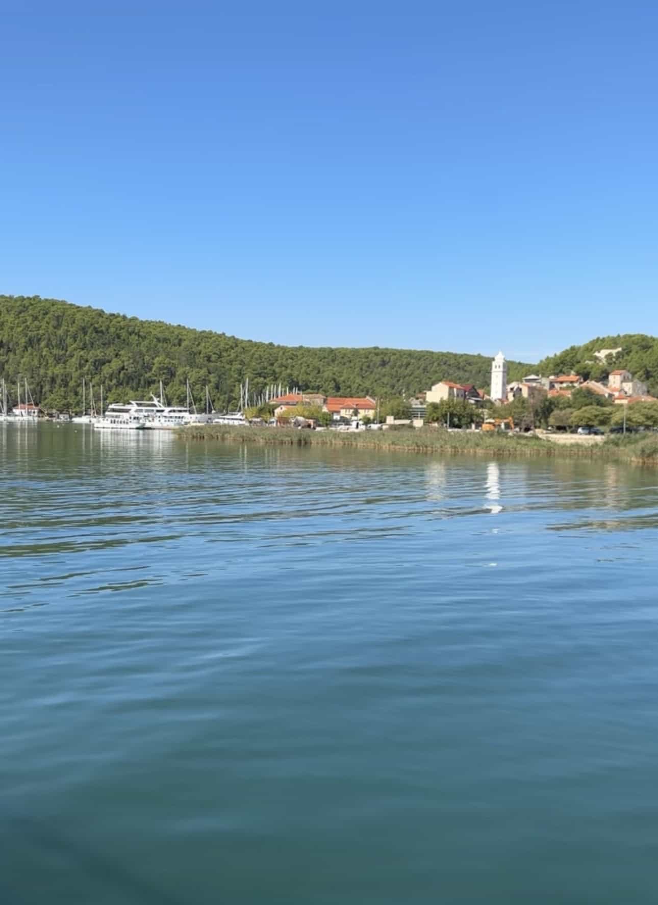 krka waterfalls boat to skradin view of city