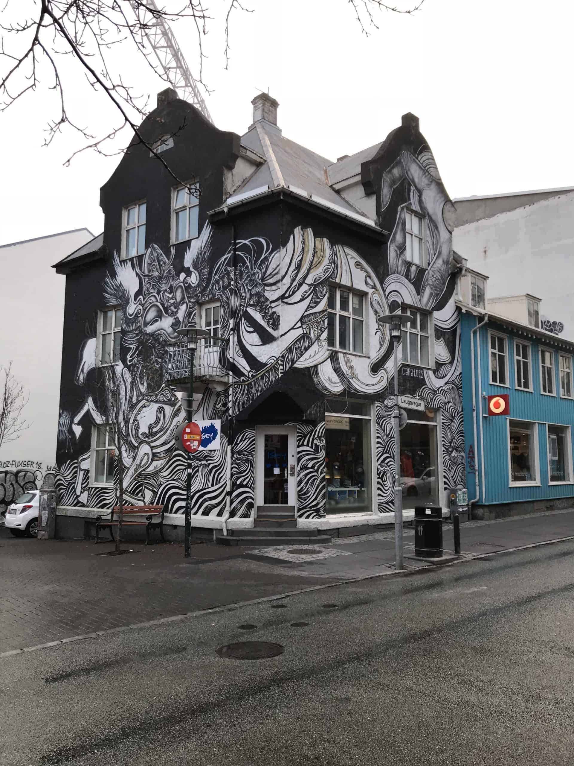 view of Reykjavik&rsquo;s painted buildings and coastal landscape, showcasing the beauty of Reykjavik Iceland.