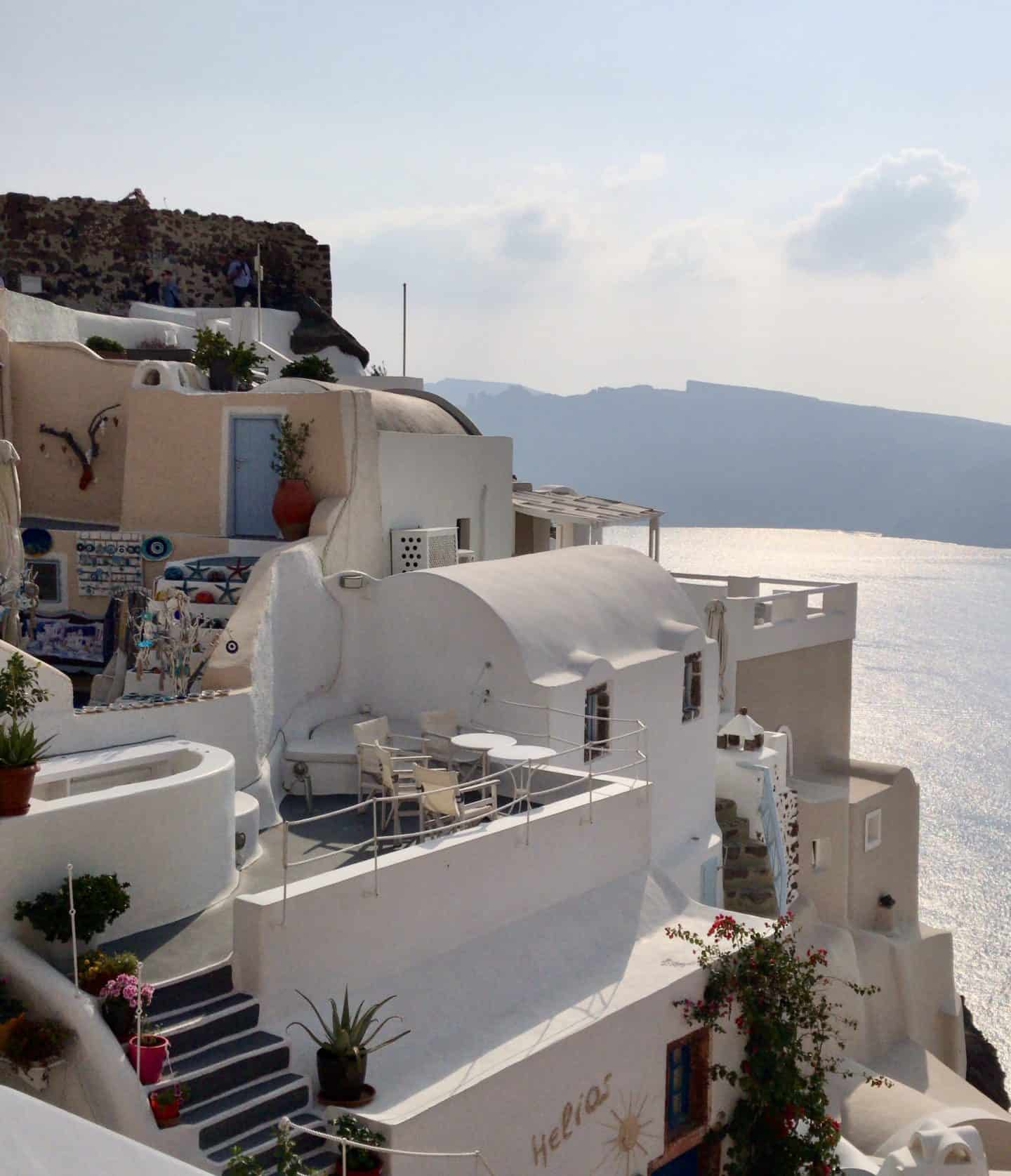 view of rooftop in oia santorini greece
