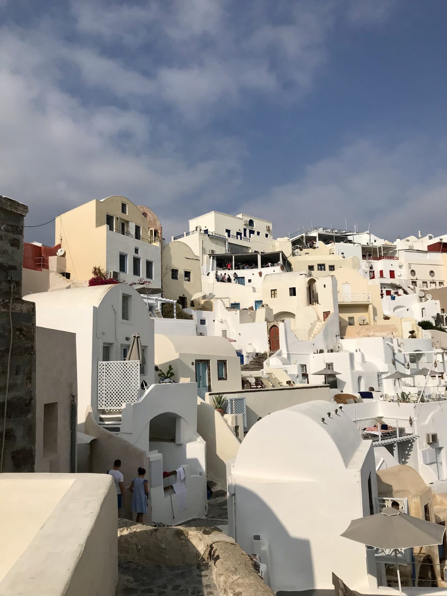 view of oia santorini white buildings